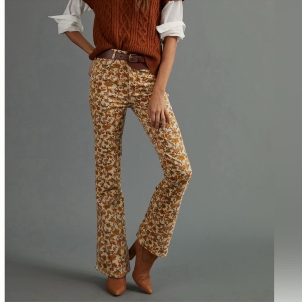 Pilcro The Icon Floral Corduroy Stretch Flare Pants (size 27)